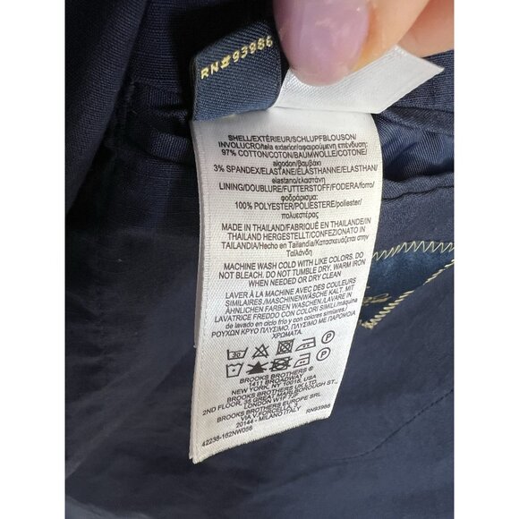 BROOKS BROTHERS Regent Fit Navy Blue Cotton Blend Sports Coat Blazer Jacket XL - Picture 4 of 14
